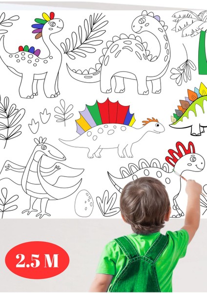 Tarz Dinozorlar 2.5m Dev Boyama | Doğum Günü Partisi Anaokul Kreş Özel Aktivite indirimleri