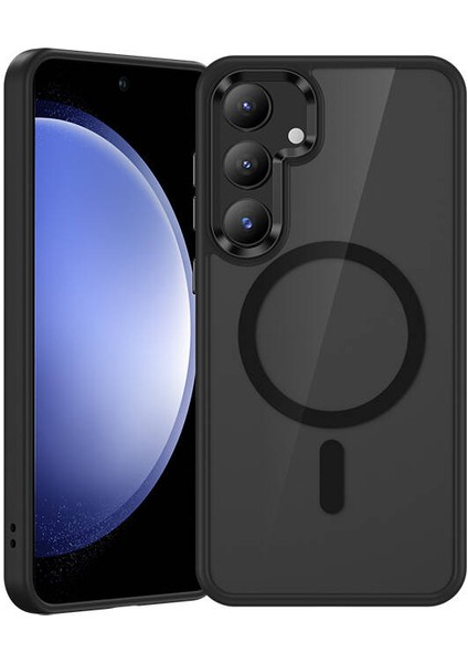 Galaxy S25 Plus Kılıf M-Safe Şarj Uyumlu Şeffaf Arka Yüzey Benks Magclap Tpu Çerçeve Kapak Siyah