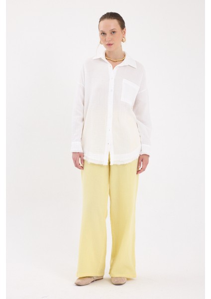 Beyaz Oversize %100 Pamuk Müslin Gömlek 4786A modelleri