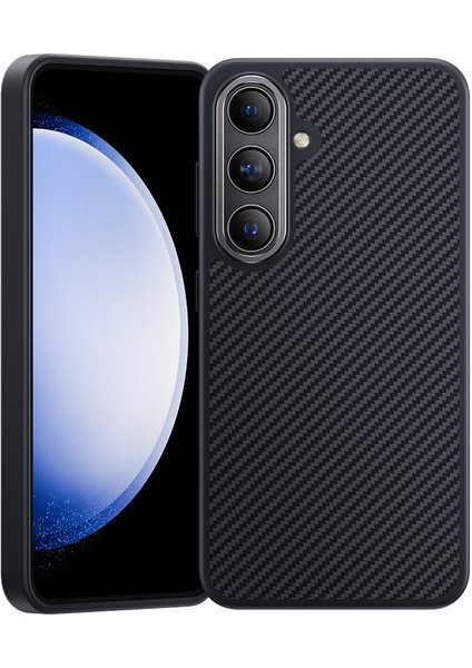 Galaxy S25 Kılıf Karbon Fiber M-Safe Şarj Uyumlu Benks Hybrid Armorpro 600D Kevlar Kapak Siyah