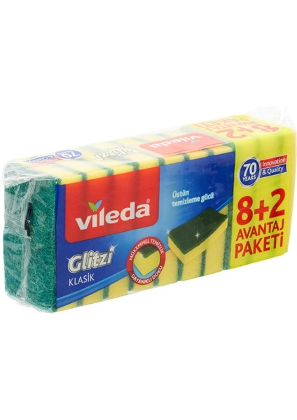 Sünger, Klasik, Yeşil Renk, Düz, 8+2'li Paket, Dayanıklı modelleri