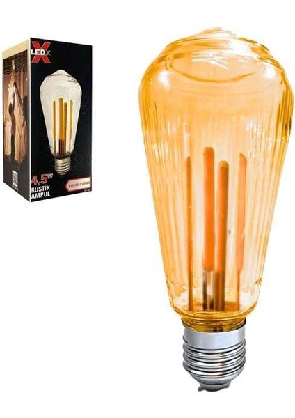 Ledx St-64 Kırılmaz Gövde 4,5 Watt Çizgili Rustik Ampul