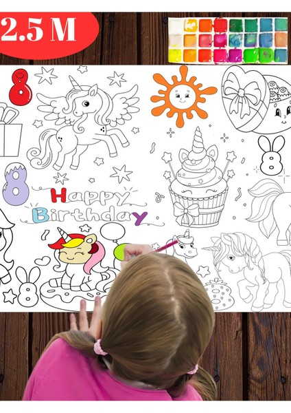 8 Yaş Doğum Günü Partisi Unicorn Temalı Dev Boyama Kağıdı | Eğitici Oyuncak, Kitap, Hediye fırsatları
