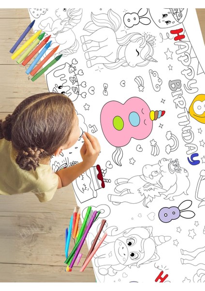 8 Yaş Doğum Günü Partisi Unicorn Temalı Dev Boyama Kağıdı | Eğitici Oyuncak, Kitap, Hediye indirimleri