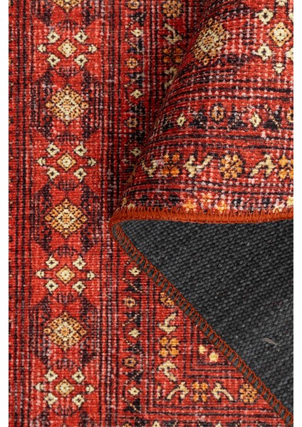 Relic Kırmızı Vintage Dokulu Geleneksel Desenli Dokuma Tabanlı Şönil Halı Al 474 indirimleri