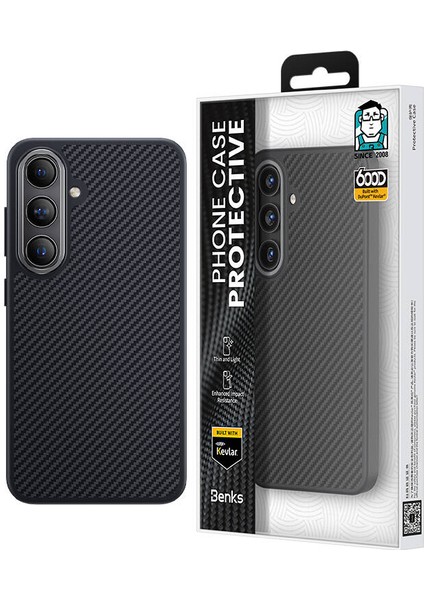 Galaxy S25 Plus Kılıf Karbon Fiber M-Safe Şarj Uyumlu Benks Hybrid Armorpro 600D Kevlar Kapak Siyah indirimleri