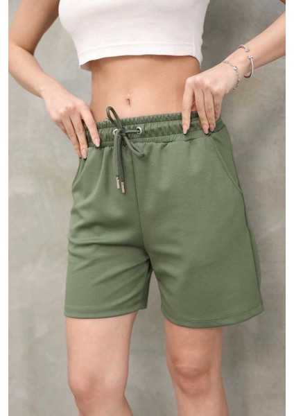 Osy Modal Yumuşak Dokulu Kumaş Kadın Kısa Şort - Haki fiyatları
