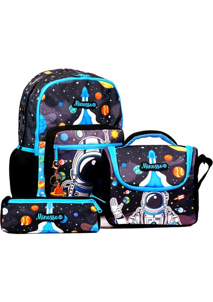 Astronot Desenli Erkek Çocuk İlkokul 3'lü Çanta Seti MINOSSOSET1005