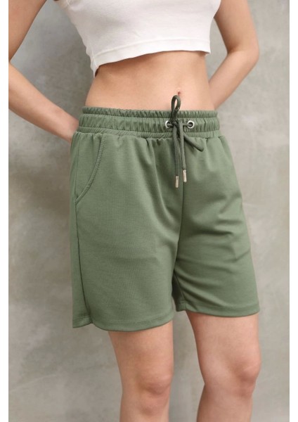 Osy Modal Yumuşak Dokulu Kumaş Kadın Kısa Şort - Haki modelleri