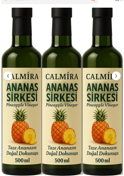 Ananas Sirkesi Doğal Fermantasyon Pineapple Vinegar 500 ml x 3 Adet