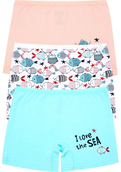 Kız Çocuk Boxer 3'lü Baskılı (%96 Pamuk - %4 Elastan)