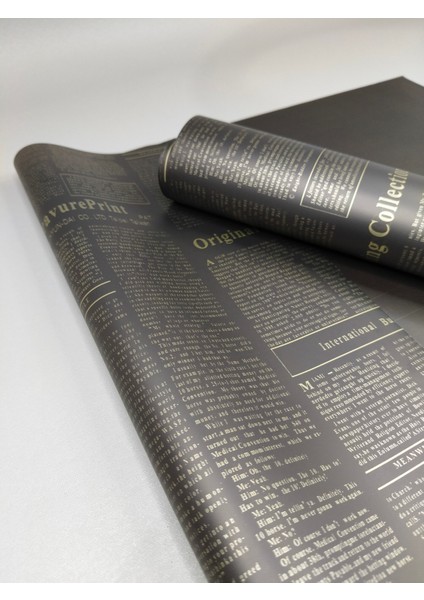 Gazete Desenli Yazılı Buket Ambalaj Kağıdı Retro Şık Çiçek ve Hediye Paketi 57X57 4 Adet