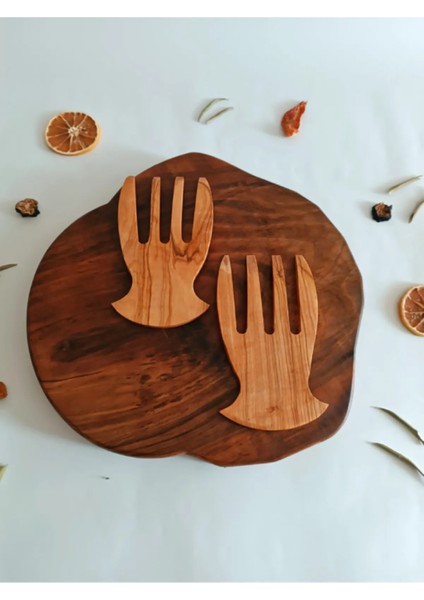 Ahşap Tahta Servis Salata Eli - Zeytin Ağacı El Yapımı