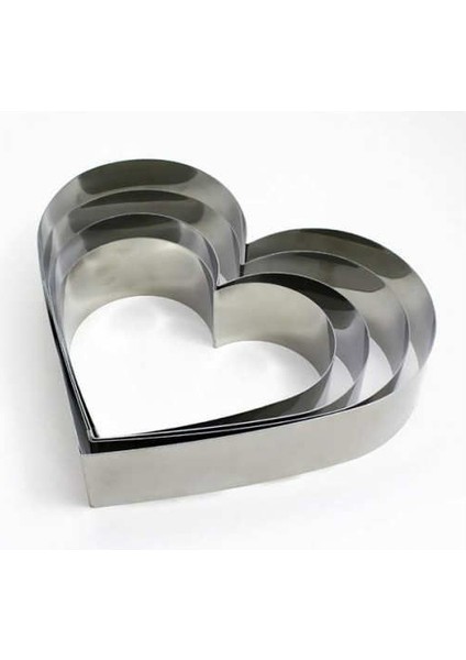 Narkalıp Kalp Çember Pasta Kek Kalıbı 4'lü Set Derinlik 10CM