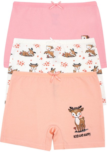 Kız Çocuk Boxer 3'lü Baskılı (%96 Pamuk - %4 Elastan)