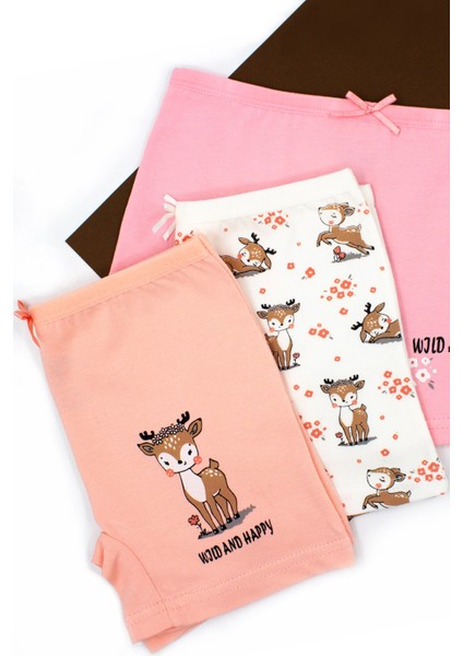 Kız Çocuk Boxer 3'lü Baskılı (%96 Pamuk - %4 Elastan)