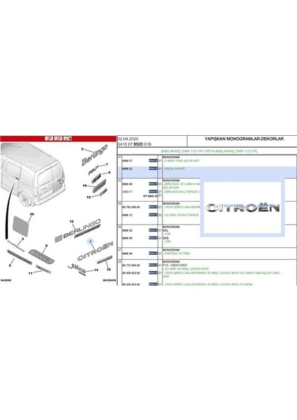 Cıtroen Yazısı Cıtroen Nemo Psa Orjinal 8666.26