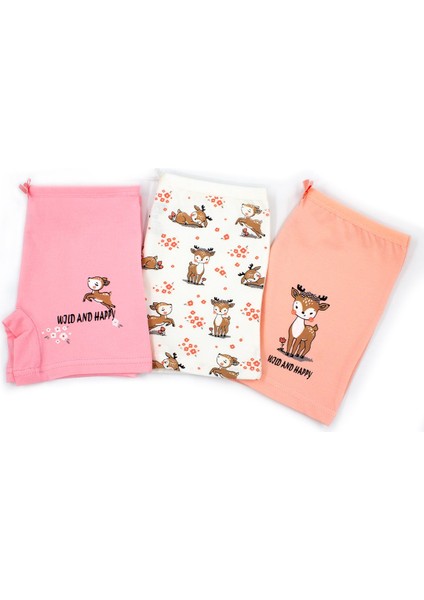 Kız Çocuk Boxer 3'lü Baskılı (%96 Pamuk - %4 Elastan)