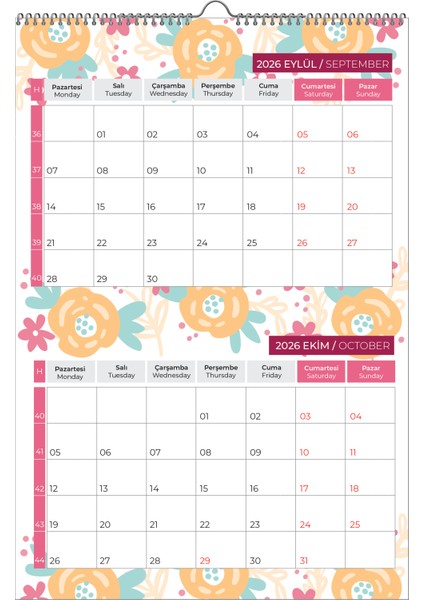 2026 Renkli Duvar Planlama TAKVİMİ-33X48CM-6 Sayfa fırsatları