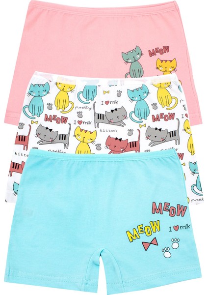 Kız Çocuk Boxer 3'lü Baskılı (%96 Pamuk - %4 Elastan)