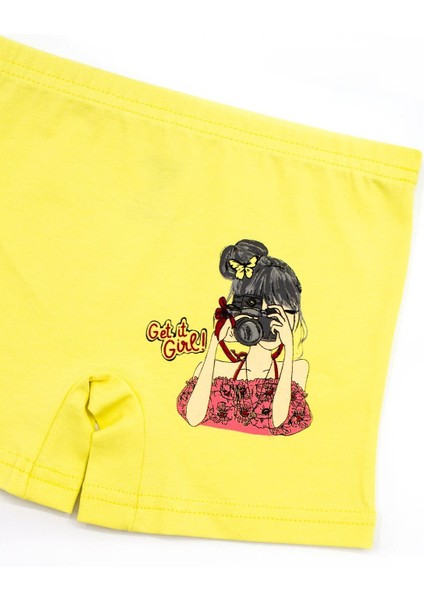 Kız Çocuk Boxer 3'lü Baskılı (%96 Pamuk - %4 Elastan)