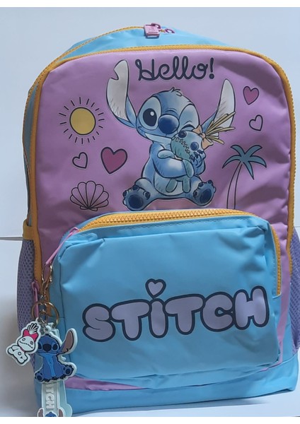 Stitch Okul Çantası 3 Bölmeli Anahtarlıklı