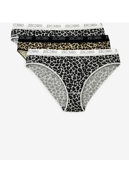 Pamuklu ve Likralı Desenli Bikini Külot 3'lü Paket