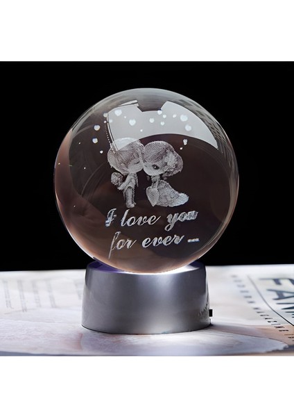 Ledli Usb'li Plastik Standlı Sevgili Çiftler I Love You Forever Kristal Küre Renkli Rgb LED 3D Lamba modelleri