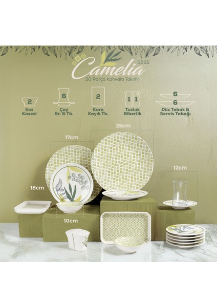 Camelia 30 Parça 6 Kişilik Kahvaltı Takımı 3555 fırsatları