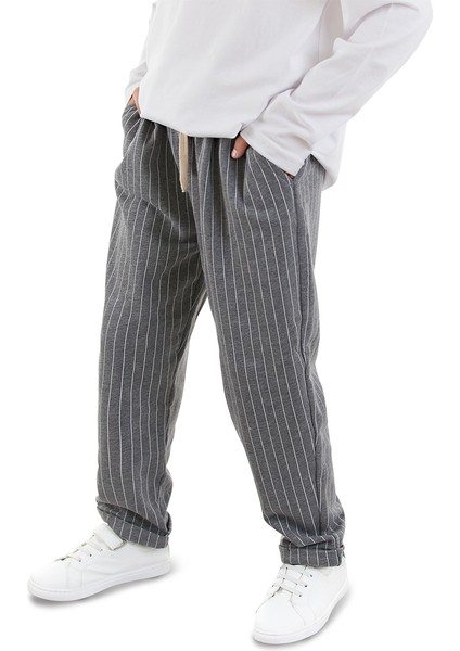 Erkek Çocuk Çizgili Gri Pantolon