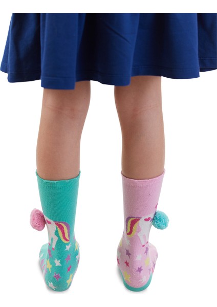 Unicorn Star Kız Çocuk Pembe Yeşil Dizaltı Çorap fiyatları