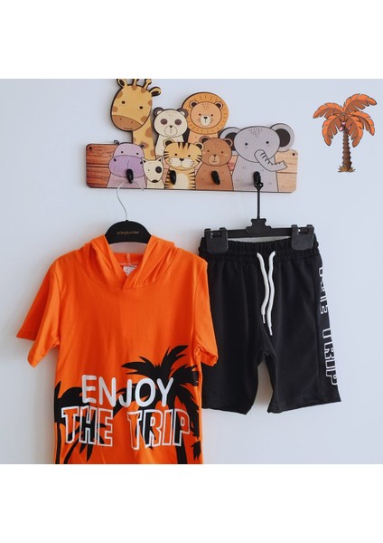 Enjoy Baskılı Kapüşonlu Palmiye Detaylı 2'li Erkek Takımı fiyatları