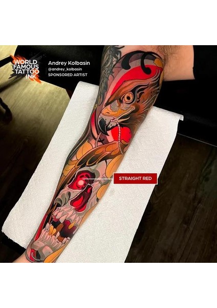 Straight Red - World Famous Ink Dövme Boyası - 1/2OZ/15ML modelleri