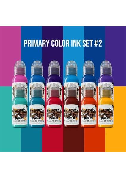 Primary Set 2 - World Famous Ink Dövme Boyası - 1oz (12 Color )