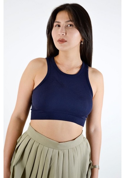 Sıfır Yaka Kolsuz Crop Atlet modelleri