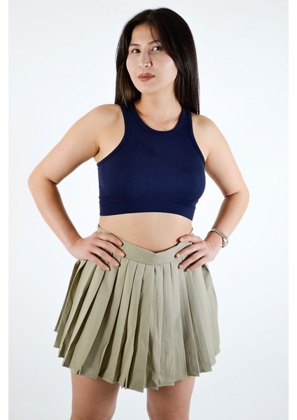 Sıfır Yaka Kolsuz Crop Atlet