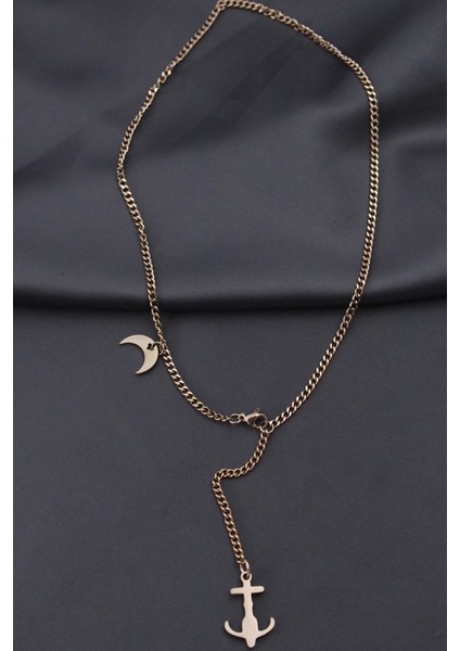 Çelik Rose Renk Çapa Tasarımlı Kadın Kolye fiyatları