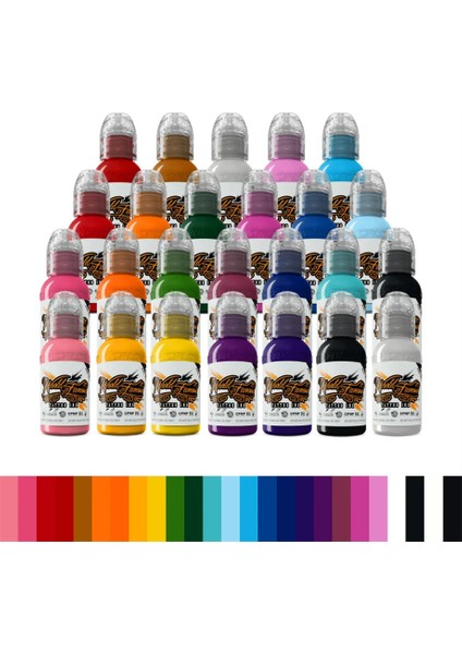 25 Color Set - World Famous Ink Dövme Boyası - 1OZ/30ML