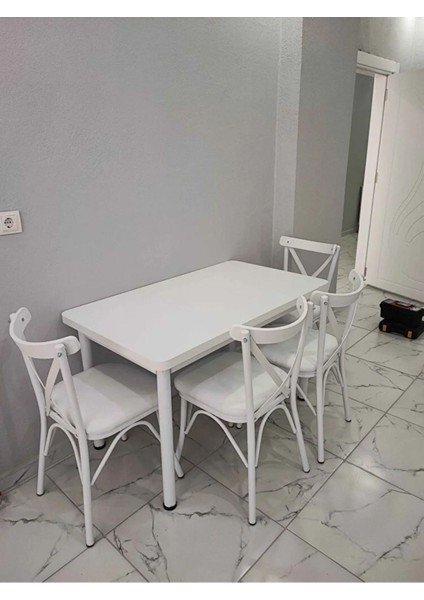 Kora Serisi Beyaz 70X110 Sabit Masa Yemek Odası Takımı,mutfak Masası Takımı 4 Adet Sandalye modelleri