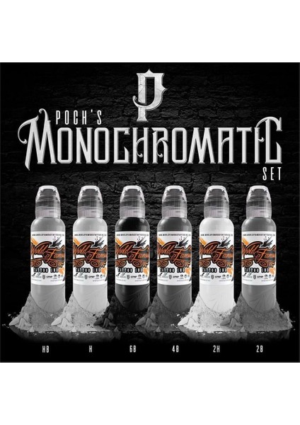 Poch Monochromatic Ink Set - World Famous Ink Dövme Boyası Seti - 1OZ/30ML