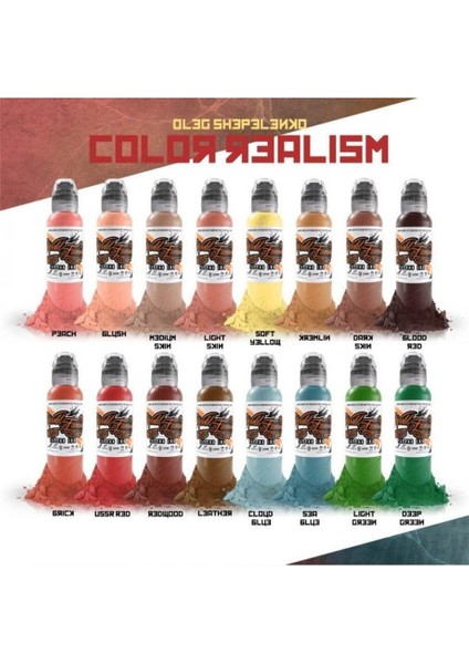 Oleg Shepelenko 16'lı Dövme Boyası Seti - World Famous Ink Dövme Boyası - 1OZ/30ML