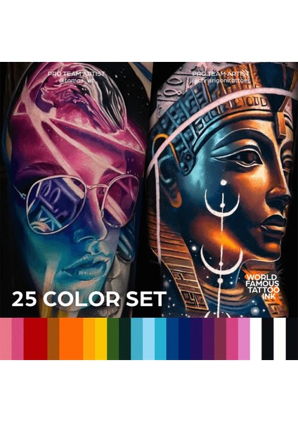 25 Color Set - World Famous Ink Dövme Boyası - 1OZ/30ML fırsatları
