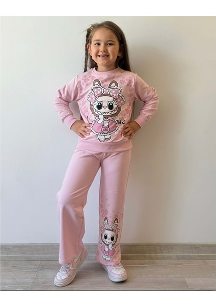 3-10 Yaş Labubu Kız Eşofman Takım- 8186245 - Açık Pembe