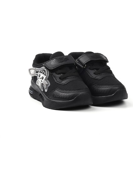 Unisex Bebe Siyah Figürlü Işıklı Cırtlı Sneaker Günlük Spor Ayakkabı