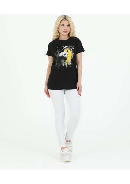 Panda Baskılı Tshirt Siyah fiyatları