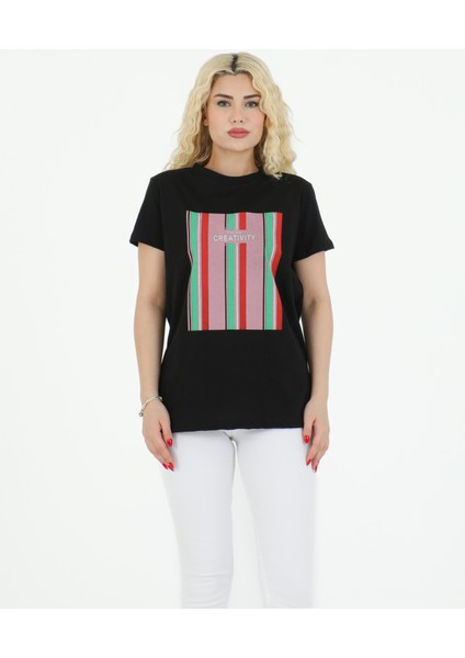 Creativity Baskılı Tshirt Siyah