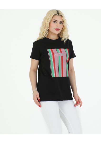 Creativity Baskılı Tshirt Siyah fırsatları