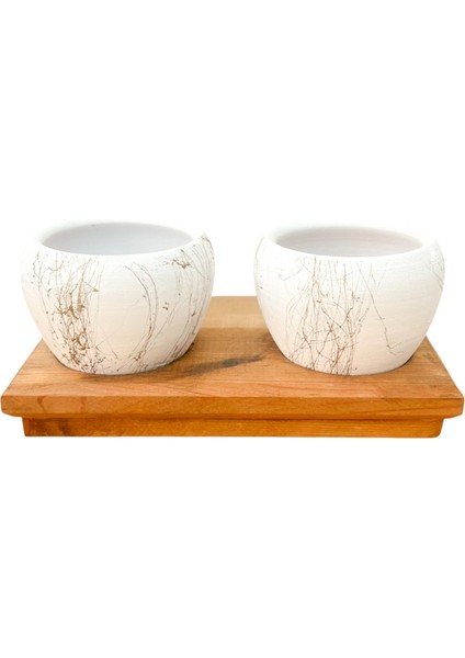 Bitki Tasarımı Ev Dekorasyon Aksesuar Beyaz Gold Saksı Ikili Ahşap Tabanlı Çiçeklik Saksı Saksılık modelleri