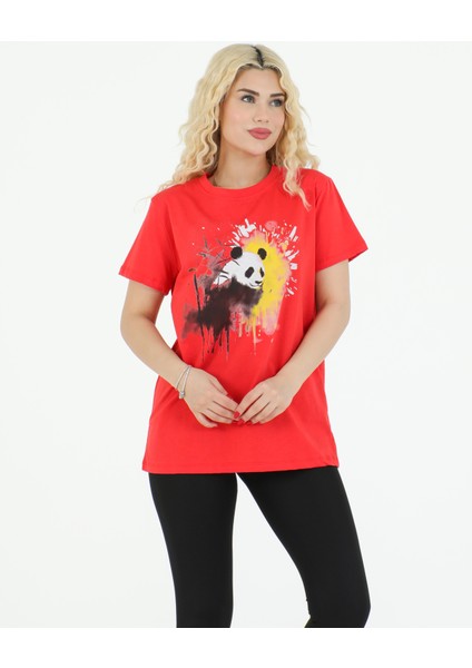 Panda Baskılı Tshirt Nar modelleri