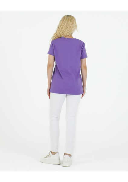 Creativity Baskılı Tshirt Mor indirimleri